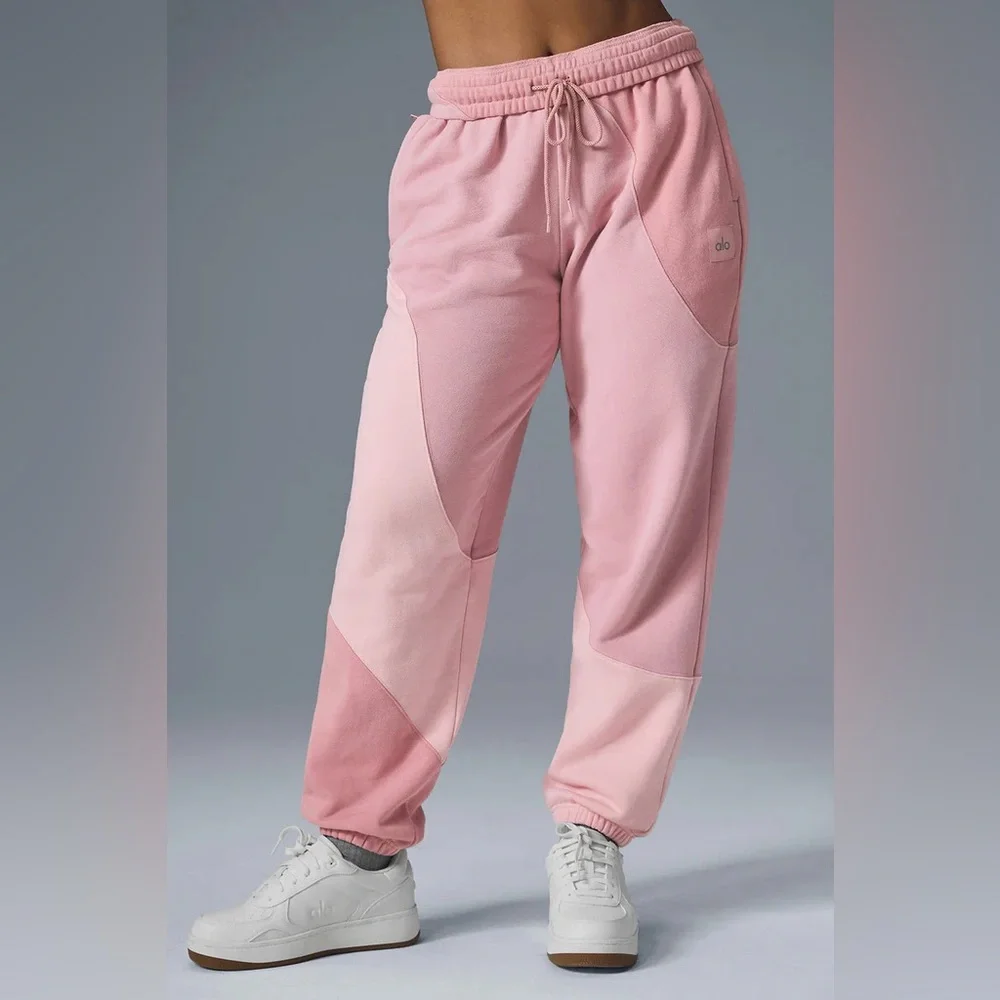 ALO Yoga Make Waves Sweatpants XS Sunset Pink Tonal Joggers Loungewear Cozy